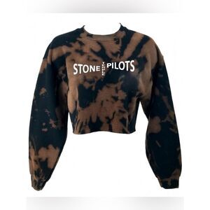 STONE TEMPLE PILOTS 90s Rock Band Acid Wash Cropped Crop Top Crewneck Sweatshirt